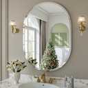 Frameless Oval Mirror, 22"x30" Beveled Oval Bathroom Vanity Mirrors for Wall, Wall Mounted Mirror for Bedroom, Entryway, Living Room, Hangs Horizontally or Vertically