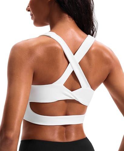 Sports Bras for Women Criss-Cross Back Padded Workout Tank Tops Medium Support Crop Tops for Women, Size 16