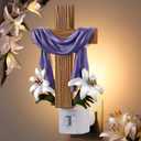 Easter Religious Night Light, He is Risen Cross Night Light Plug in, Lily Flower and Easter Cross Decor 120V C7 LED Nightlights with Switch and 360 Degree Swivel Plug, for Bedroom Hallway Home