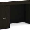 HON MOD Executive Office Desk with Drawers, Modern Computer Desk with Double Pedestals, Home Office, 72" W, Java Oak