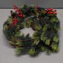 Mumufy Christmas Centerpiece Candle Holder 12 Inch Artificial Mini Tabletop Decoration Candle Holder with Pine Cones, Artificial Pine Branches, Red Berry 1 Candle Holders for Festival Home Decoration