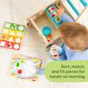 Melissa & Doug Wooden Shape Sorting Grocery Cart - Toddler Toys with 12 Blocks, Puzzle Board and Coffee Cup for Pretend Play and Montessori Toys - FSC Certified
