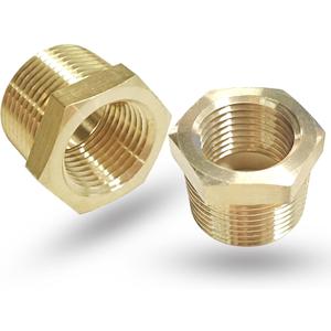 1/2" NPT Male x 1/4" NPT Female Reducer Hex Bushing, Heavy Duty Brass Pipe Fitting Reducing Adapter, Hex Head Pipe Fittings (1/2 MNPT x 1/4 FNPT)
