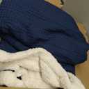 3D Jacquard Design Comforter Set, Ultra-Soft Warm King Size Sherpa Fur Plush 3-Pieces Sets Luxury Cozy Bedding with 2 Pillowcases (104"x90", Navy Blue)