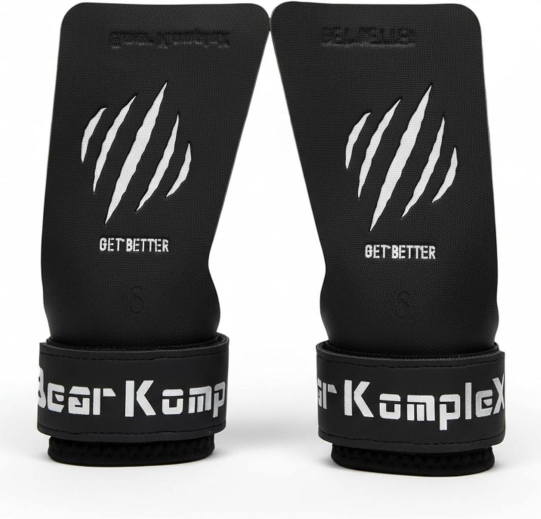 Bear KompleX Black Diamond No Hole Grips for - Lightweight, High Performance Weightlifting Grips, Protect Hands and Provides Comfort - Great for Cross Training, Powerlifting (Small)