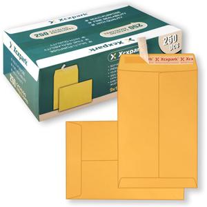 Xxcxpark 250 PCS 9x12 inches Security Catalog Envelopes Printable Self Seal Envelopes, Anti Tear brown Kraft Envelopes for Invitation Cards, Pictures, Photos, Documents