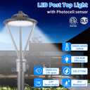 LED Post Top Light 30/50/75W Adjustable 9750 LM 3000/4000/5000K LED Circular Area Light Outdoor Pole Lights with Photocell, IP67 Parking Lot Lights Fixture Commercial Lighting, 100-277V ETL&DLC Listed