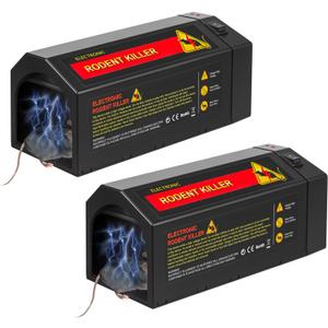 2 Pack Electric Mouse Trap Zapper Powerful Rat Traps Indoor for Homes with Anti-Escape Door,Effective & Reusable Humane Rodent Zapper Electric Mice Trap Shock Killer for Home Kitchen Garage,No Touch