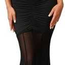 HTZMO Women Sexy Off Shoulder Bodycon Maxi Dress Strapless Ruched Wedding Guest Formal Party Long Dresses Black Small