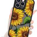 Fiyart Designed for iPhone 16 Pro Case Cute Sunflower Flowers Design Compatible with MagSafe,Soft Bumper with Hard PC Back Anti-Scratch Phone Cover for Women Girls 6.3"-Yellow