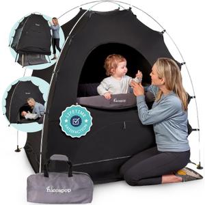 Hiccapop Blackout Tent for Pack and Play Blackout Cover Blocks 99% of Light, 50 inches x 36 inches x 56"