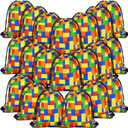 Shappy 24 Packs Building Block Party Favors Building Blocks Drawstring Gift Bags Candy Goodie Treat Bags for Birthday Party Supplies Decorations