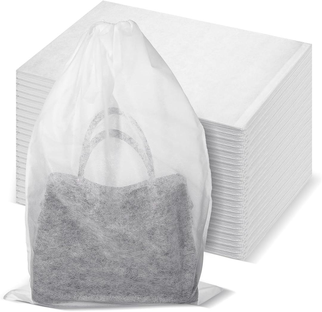 100 Pcs White Dust Bags for Shoes, Handbags, and Travel Storage, Non-Woven Fabric Shoe Bags, Portable Storage Organizer for Closet, Boots, and Accessories, 15.7" x 23.6"