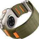 Nylon Band Compatible with Apple Watch Ultra 3/2/1 Band 49mm 46mm 45mm 44mm 42mm, Sport Loop Strap for iWatch Ultra Series 11/10/9/8/7/6/5/4/3/2/1 SE 3 2 1L, Army Green/Titanium