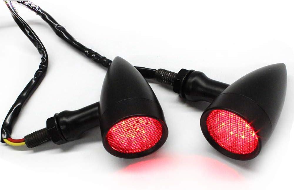 Black Motorcycle LED Turn Signals Red Light Brake Running Tail Lights Bullet