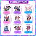 4 x Kpop Demon Birthday Decorations, 9 PCS Demon Hunters Honeycomb Table Centerpiece, K Pop Demon Birthday Party Supplies Table Decorations for Kids Party Decorations