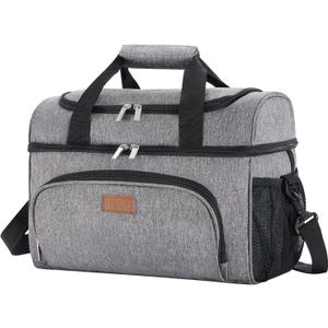 Lifewit Insulated Cooler Bag, 32 Can Large Leakproof Beach Cooler, Lightweight Portable Double Layer Soft-Sided Travel Ice Chest for Camping, Kayaking, Road Trips, Grocery Shopping (Gray)