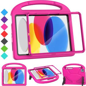 SUPLIK Kids Case for iPad A16 11-Inch 2025 (11th Gen) & iPad 10th Generation (10.9" 2022), Durable Shockproof Stand Cover with Screen Protector/Pencil Holder/Handle for Kids, Pink