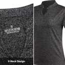 Women Golf Tennis Shirts,Athletic Women T-Shirts V-Neck Tops Short Sleeve Collarless Shirts (Gray, L)