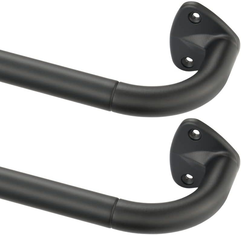 2 Pack Matte Black Curtain Rods 28-48", Room Darkening Curtain Rods Wrap Around Design, Metal Single Drapery Rod, Adjustable Blackout Curtains Rod for Window Darkening Curtains