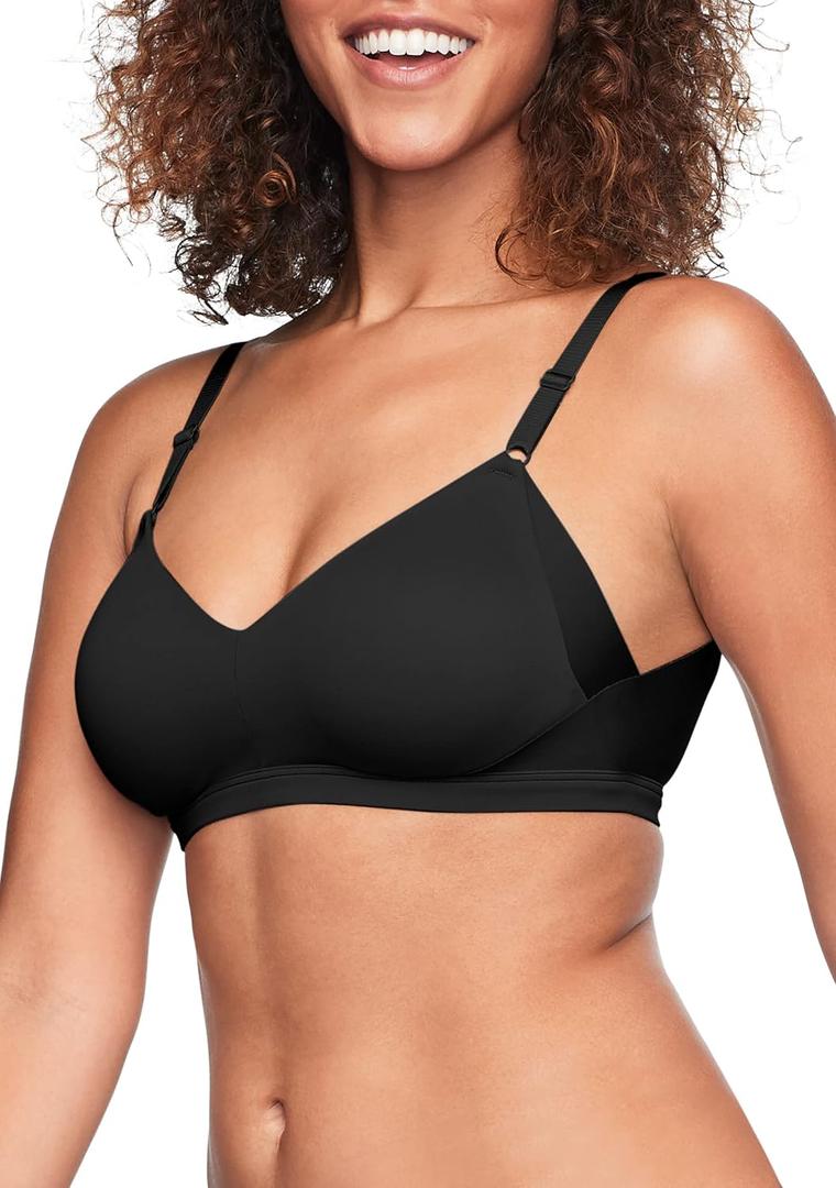 Warner's Women's No Side Effects Underarm and Back-Smoothing Comfort Wireless Lift T-Shirt Bra Rn2231a (Large, Black)