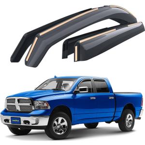 Goodyear Shatterproof in-Channel Window Deflectors for Trucks Dodge RAM 2009-2018 Crew Cab 1500 2500 3500, Rain Guards, Window Visors for Cars, Vent Deflector, Truck Accessories, 4 pcs- GY003404
