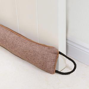 Marwood Under Door Draft Stopper 48 inch Wind Stopper for Door & Window, Weighted French Air Draft Stopper Front Door Snake Noise Blocker for Bottom of Door with Hanging Loops - Brown
