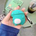 2 x 3D Cute Dinosaur Case for Airpod 2nd/Airpod 1st,3D Cute Cartoon Soft Case,Kids Teens Boys Girls Women Lovely Character Dinosaur with Keychain for Airpod 1st&2nd Case (Dinosaur)