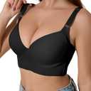 QDN Underwire Full Coverage Bra  Supportive, Comfortable Push Up Bra for Back Fat and Side Smoothing (Black, XL)