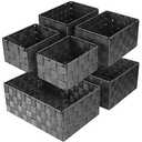 Uvellgift Woven Storage Baskets, Storage Bins, Cube Basket Container Baskets Storage Boxes Organizers for Clothes /Shelves/ Closet, Set of 6 (Grey)