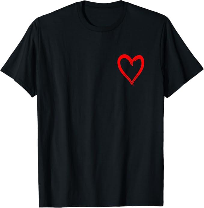 Red Heart Funny Cute Design for Men and Women TShirt, M Size