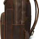 LANNSYNE Vintage Genuine Leather 16" Laptop Backpack For Men Hiking Travel Bag Camping Rucksack