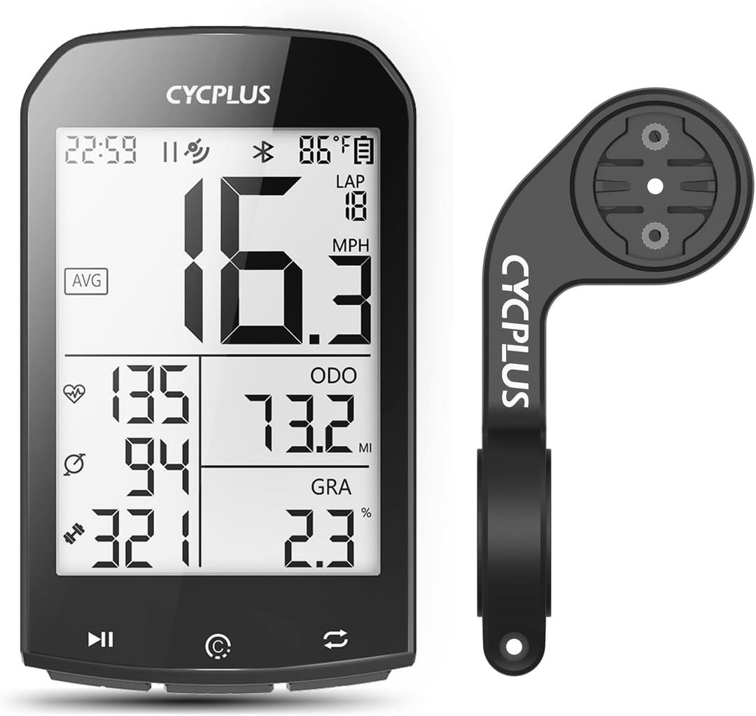 CYCPLUS GPS Wireless Bike Computer, Cycling Computer GPS with Bluetooth/ANT+, Bike Speedometer with 2.9" LCD Screen, Auto Backlight IPX6 Waterproof (New Upgraded)