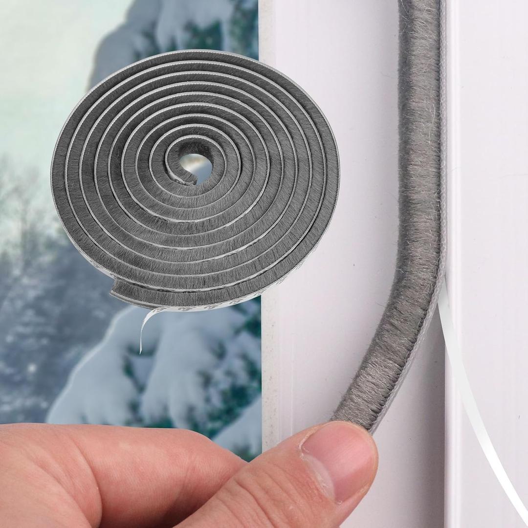 Bantie Weather Stripping Door Seal Window Seal - 40FT Brush Window Insulation Door Weather Stripping Anti-Draft for Door Insulation Soundproofing (0.35" X 0.2", Gray)