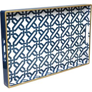 Spsyrine White Serving Tray, Plastic Marbling Tray for Coffee Table, Stylish Rectangular Decorative Tray with Handles, Ottoman Tray for Living Room, Bathroom, 15.6 X 10.2"