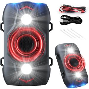 Ultrasonic Rodent Repellent for Car Engines, Under Hood Mouse Repellent with 4 LED Strobe Lights, USB Powered, Keep Rats, Mice and Squirrels Away from Vehicles, RVs, Garages, Attics (2, Black)