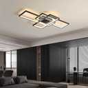 Modern LED Ceiling Light for Bedroom 31.5" Black Kitchen Lighting Fixtures Ceiling 3000-6500K Dimmable Square Ceiling Light with Remote Control for Living Room, Dining Room, Kitchen, 31.5*17.7*3.5 in