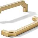 khtumeware 2-Pack 4 Inch Square Brushed Gold Cabinet Pulls, Solid Satin Gold Zinc Alloy Heavy-Duty Handles for Kitchen/Bathroom Cabinets, Drawers & Cupboards (4 Inch Center to Center)