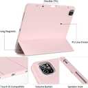 KENKE for iPad Pro 11 Inch Case 4th/3rd/2nd Generation 2022/2021/2020 Magnetic Attachment 2nd Pencil with Right Side Pencil Holder Soft Slim PU Cover Auto Wake/Sleep (Pink)