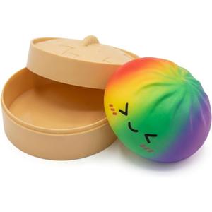 2026New Dumpling Squishy, Dumpling Mystery Box, Colorful Dumplings Soft Squeeze Decompression Dough for Anxiety Relief Fidget with Food Steamer Stretchy Desk Toys(Rainbow Colors) Easter