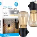 GE Vintage LED Edison Night Light, Plug-in, Dusk to Dawn, Farmhouse Decor, Mood Lighting, Home Decor, Ambient Lighting, LED Lights for Bedroom, Bathroom, Kitchen, Hallway, Black, 1Pack, 71349