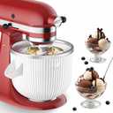 Ice Cream Maker Attachment for KitchenAid, Fits KitchenAid 4.5/5QT & 6QT Mixers, Frozen Ice Cream & Sorbet Gelato Maker, 2 Quart, White