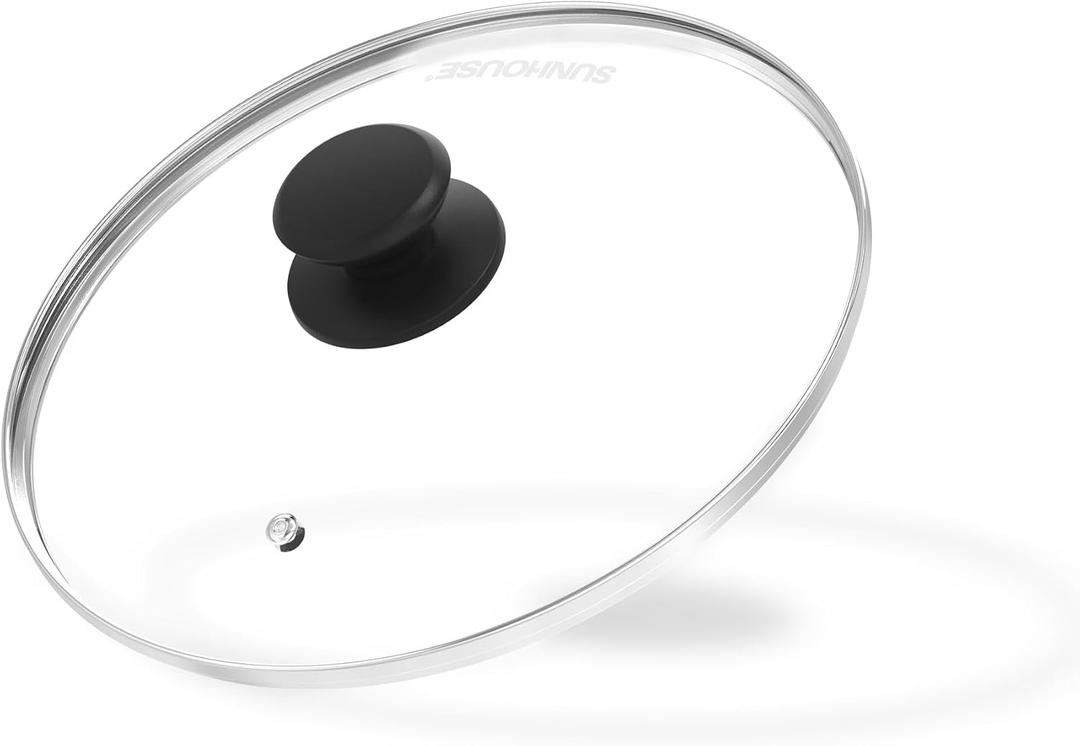 Sunhouse 10 Glass Lid for Pots, Pans, Woks & Skillets - Tempered Glass Replacement Lid with Heat-Resistant Knob - Fit 10 (26cm) Cookware, Dishwasher Safe, Oven Safe