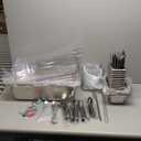 Countertop Food Serving Display Container Stainless Steel Condiment Dispenser Fruit Salad Display Rack W/Lid 9 Clamps 9 Spoons 3 Ice Boxes for Buffet Restaurant Hotel (9 Compartments)
