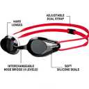 ARENA Tracks Unisex Junior Youth Essential Racing Swim Goggles Kids Swimmers Young Racers Anti-Fog Coated Non-Mirror Lens, Smoke/White/Red