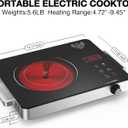 Electric Cooktop, Portable Electric Cooktop 1800W Single Burner Stove 110V with Plug, Hot Plate Countertop, Child Safety Lock, Timer, Infrared Burner,Touch and Knob Control, Small