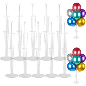 Voircoloria 10 Sets Balloon Stand Kits, Balloon Sticks Holders with Base for Table Graduation Birthday Baby Shower Gender Reveal Party Decorations