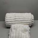 Bedsure Fluffy Duvet Cover Set - Ultra Soft Plush Shaggy Comforter Cover King Size, Warm Flannel Fleece Bed Sets for Winter, 3 Pieces (Striped Pattern, Coconut White) (King (104" x 90"))