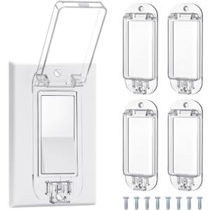 4 Pack Light Switch Guard Cover Baby Child Proof Wall Light Switch Cover Guard for Rocker Protects Your Lights or Circuits from Being Accidentally Turned on or off (Clear)