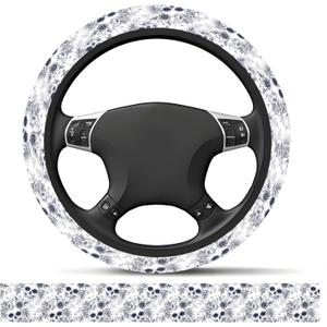 Elastic Car Steering Wheel Cover, Universal 15 inch Non-Slip Breathable Neoprene Steering Wheel Protector, Car Accessories for Women Men Fit Auto, Suvs, Truck Skull Floral